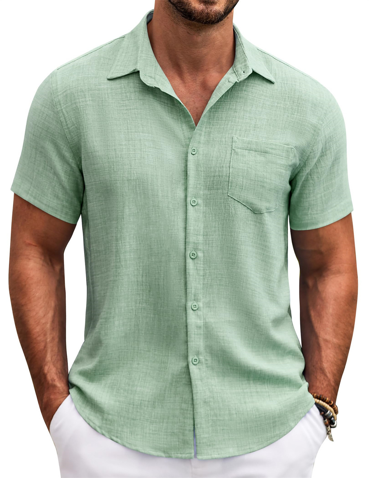 Men's Summer Button-Down Short Sleeve Shirt