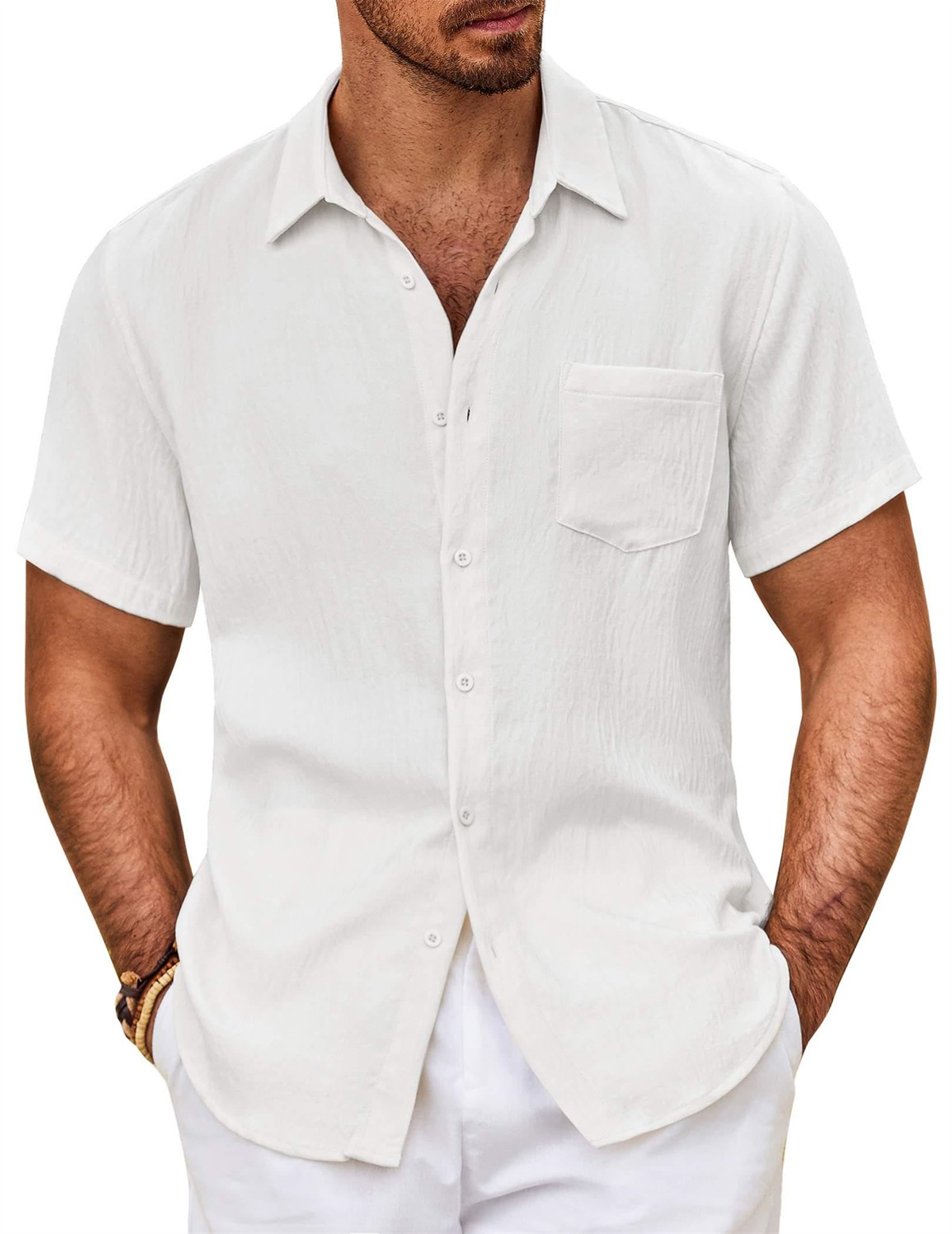 Men's Summer Button-Down Short Sleeve Shirt