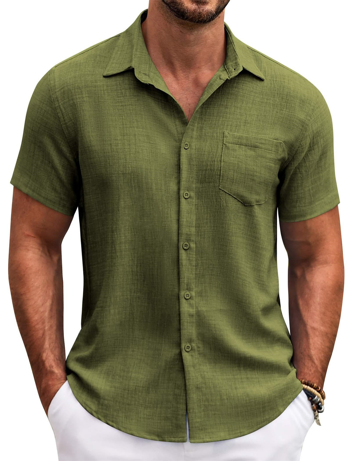 Men's Summer Button-Down Short Sleeve Shirt