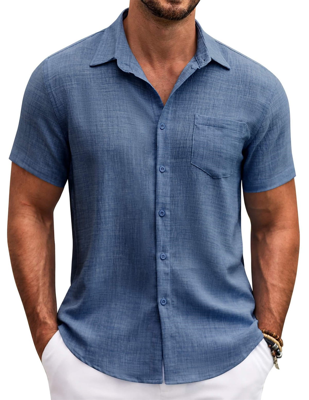 Men's Summer Button-Down Short Sleeve Shirt