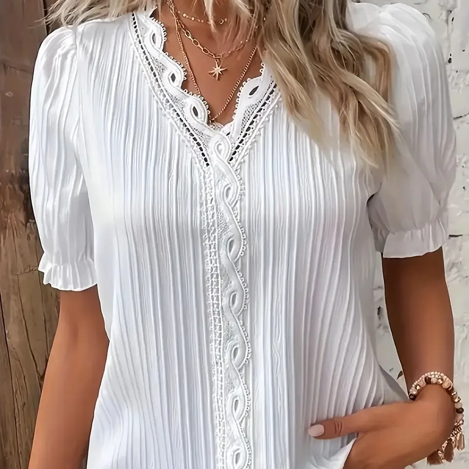 Plus Size Spring and summer new  short sleeved elegant and fashionable women's top