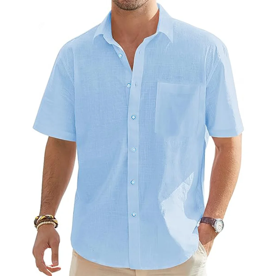 Men's Cotton Linen Short  Shirts 