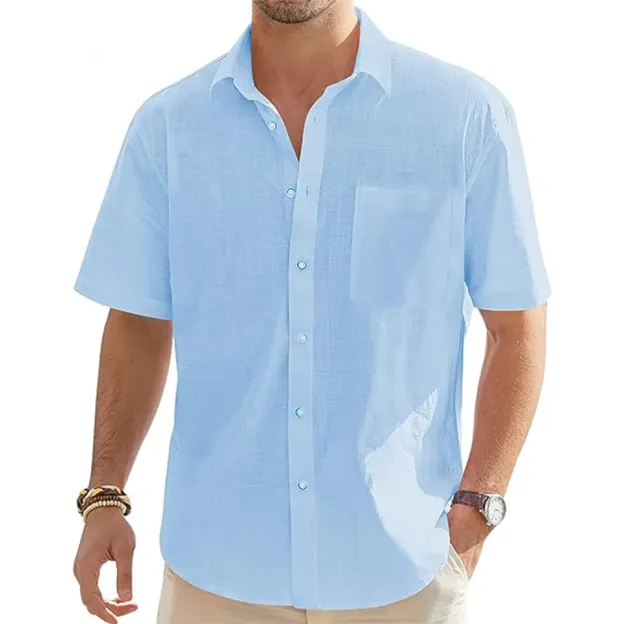 Men's Cotton Linen Short  Shirts 