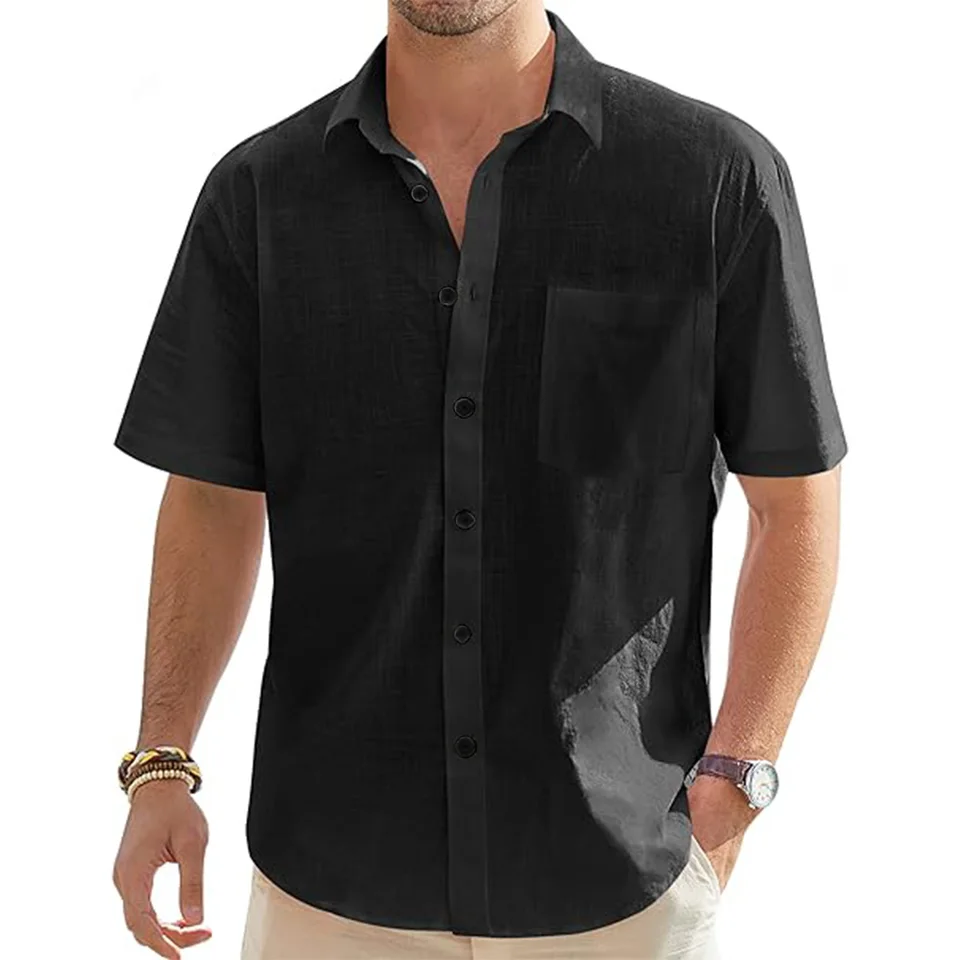 Men's Cotton Linen Short  Shirts 
