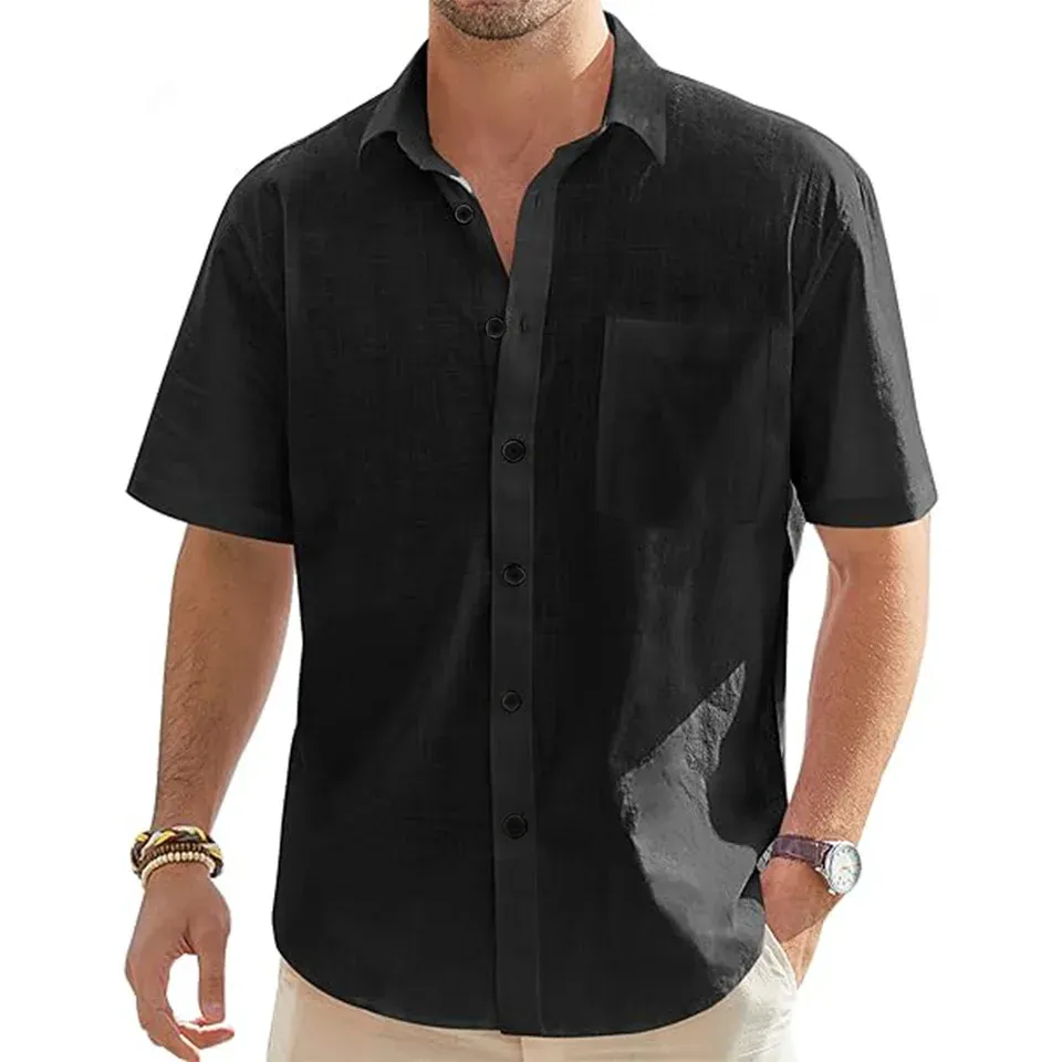 Men's Cotton Linen Short  Shirts 