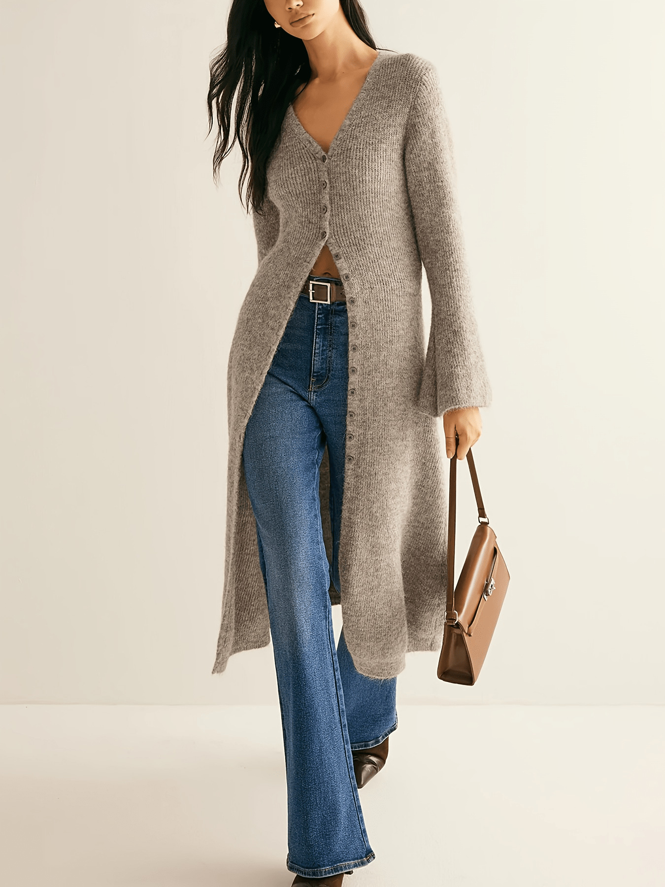 Shaped Knitted Cardigan Dress