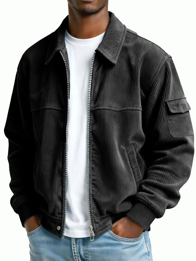 Men's Retro Corduroy Fashion Casual Long-Sleeved Pocket Jacket