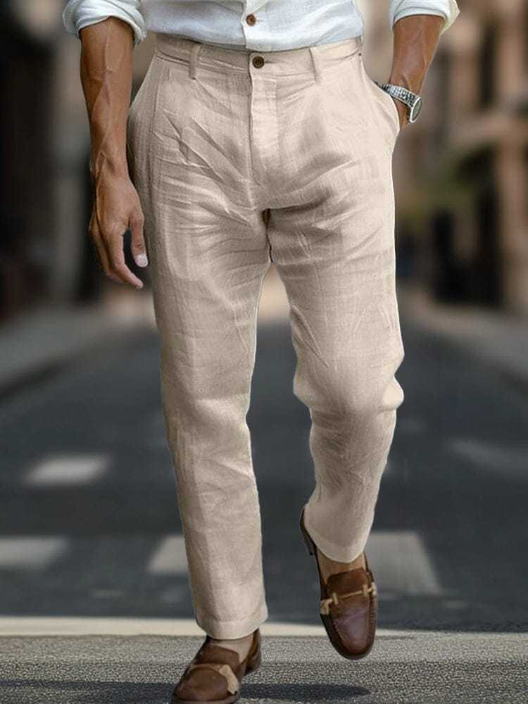Essential Regular Fit Cotton Linen Pants