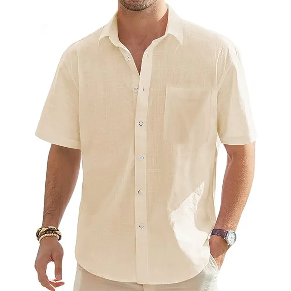 Men's Cotton Linen Short  Shirts 