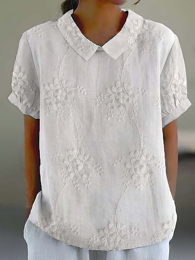 Women's Casual Lace Floral Embroidery Print Shirt