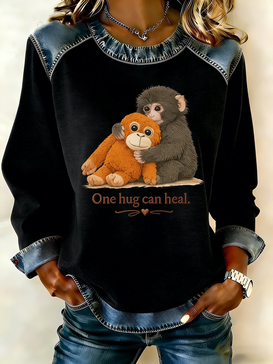 Women's Mental Health Monkey Print Top