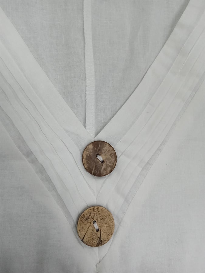 Cotton And Linen Double-Layer Slit V-Neck Art Dress