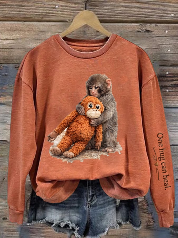 Women's Mental Health Punch Monkey Print Sweatshirt