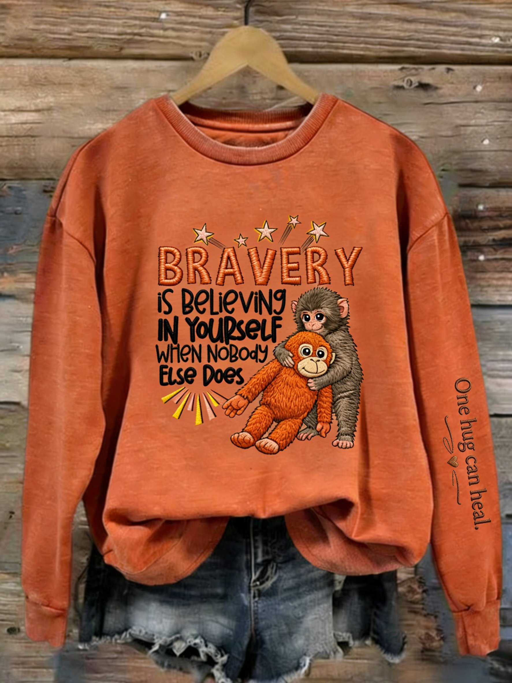 Women's Mental Health Punch Monkey Print Sweatshirt