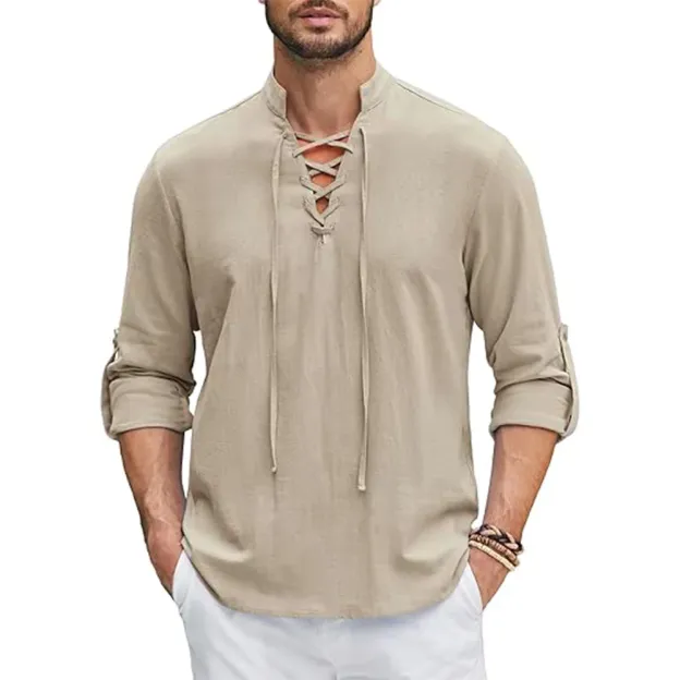 Men's Renaissance Shirt Pirate Medieval Viking top Cotton Linen Shirts 