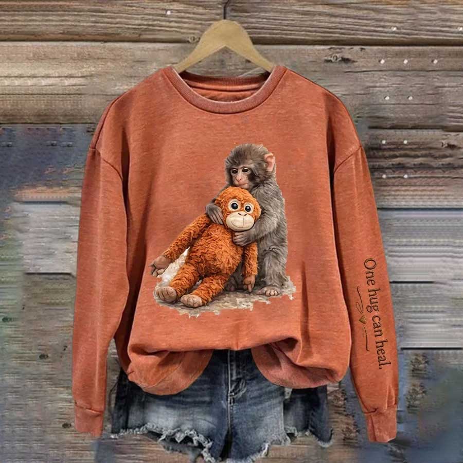 Women's Mental Health Punch Monkey Print Sweatshirt
