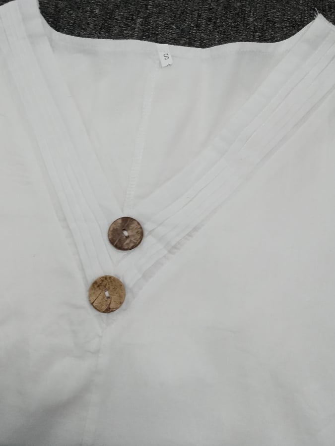 Cotton And Linen Double-Layer Slit V-Neck Art Dress