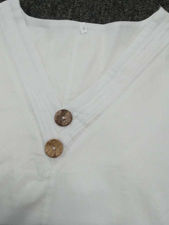 Cotton And Linen Double-Layer Slit V-Neck Art Dress