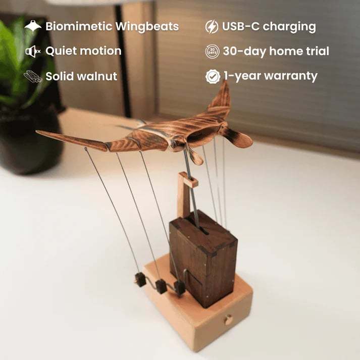 Handcrafted Walnut Manta Ray Automaton – The Ocean’s Silent Glider🎁Buy 2  Free Shipping✈️