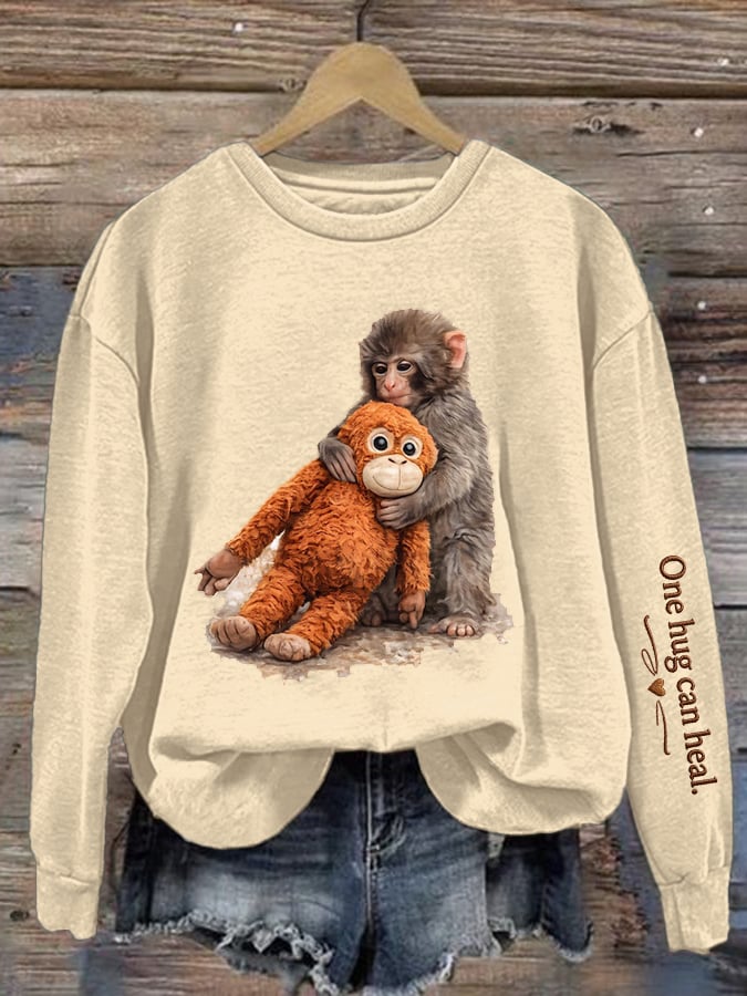 Women's Mental Health Punch Monkey Print Sweatshirt