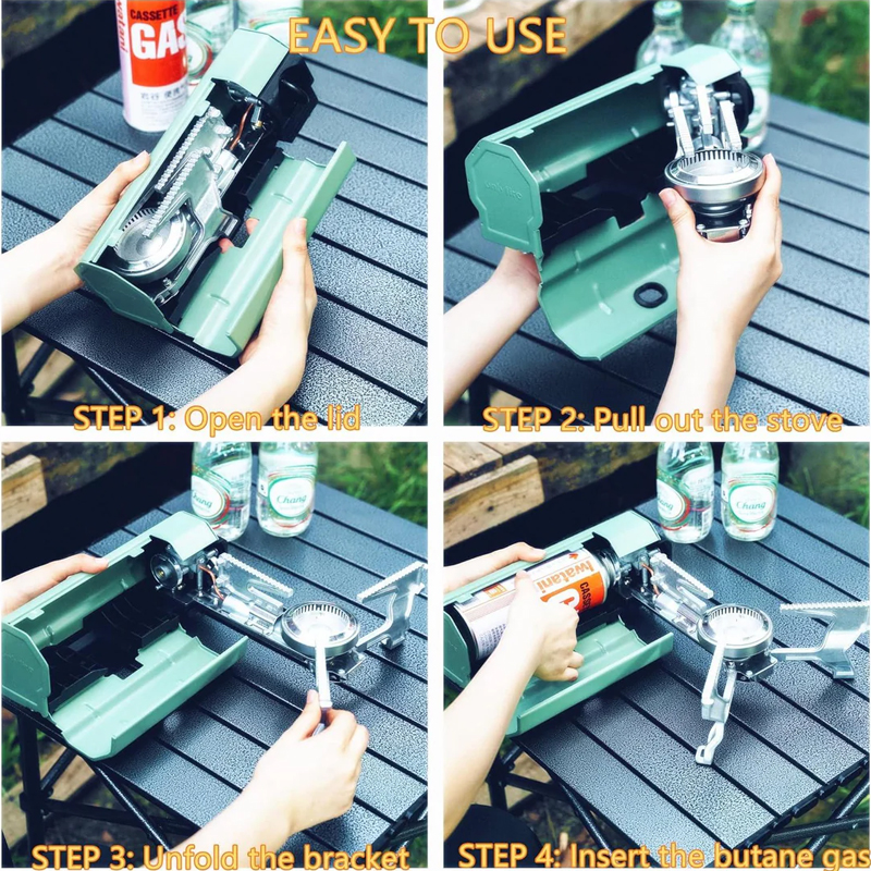 Foldable Camping Butane Stove with Storage Bag suitable for Picnic, Backpacking Hiking, Adventure, Home Travel, Outdoor Patio, RV Trip
