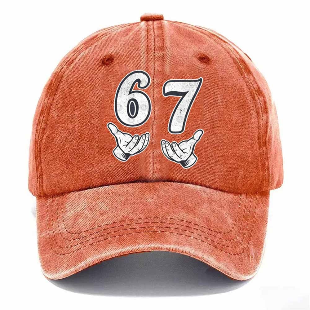“6–7 Hands Up” Meme Dad Hat – Vintage Washed Trendy Baseball Cap