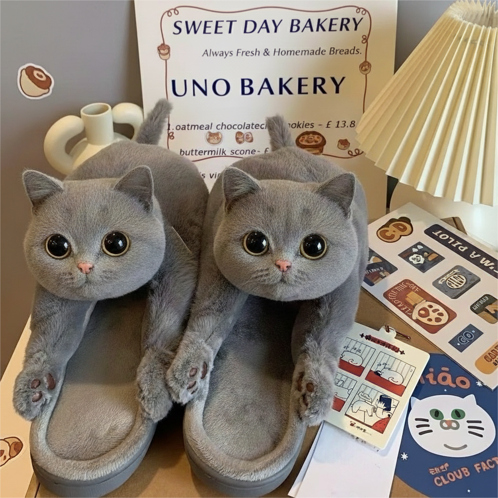 The "Big Stretch" Kitty Slides - Ultra Soft 3D Cat Slippers