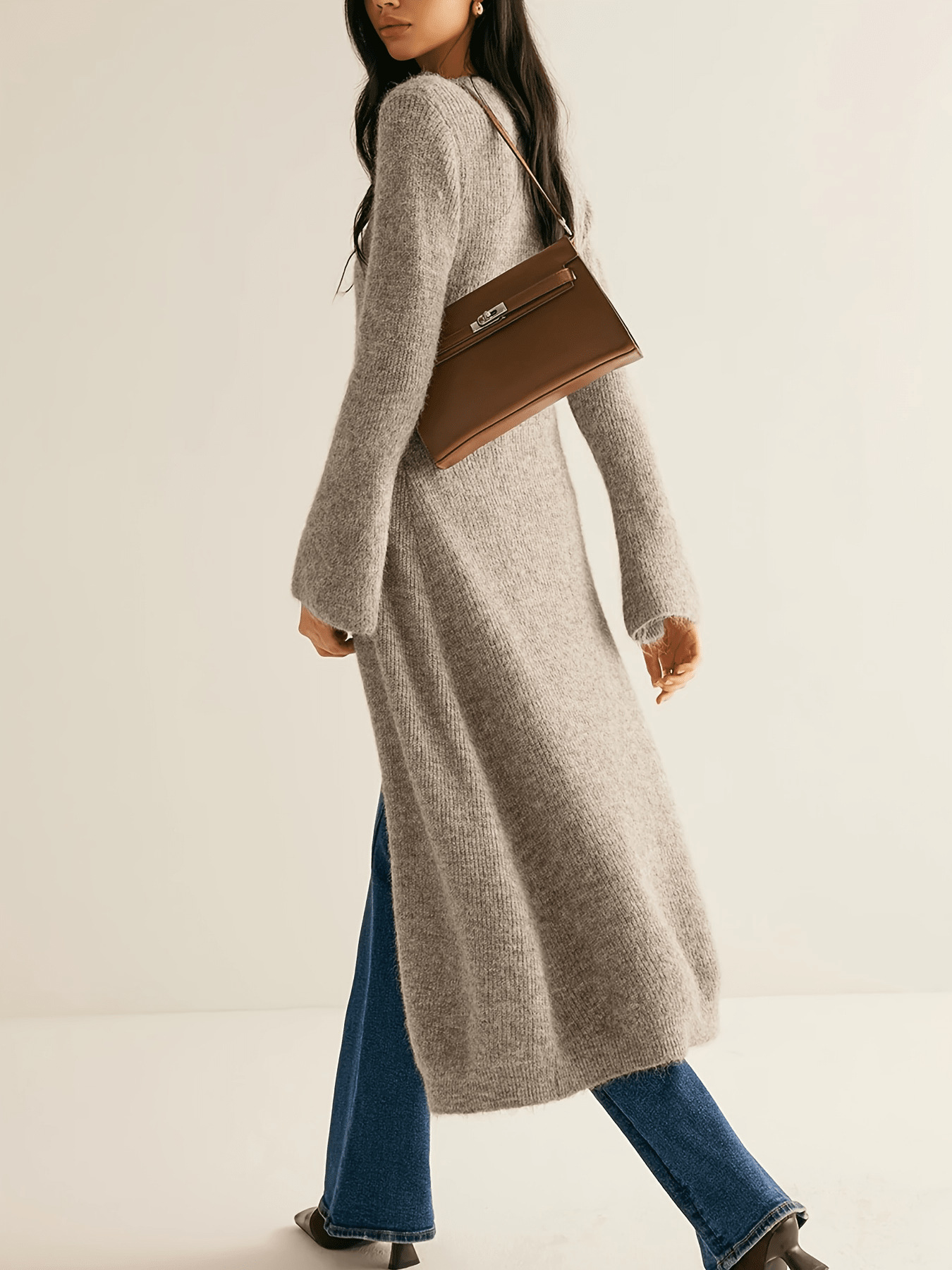 Shaped Knitted Cardigan Dress