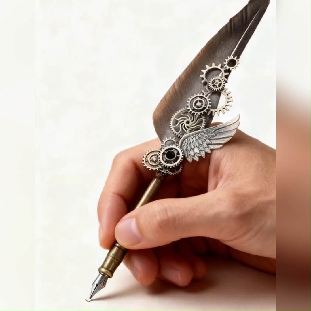 🎅🎁Best Christmas Gift 50%OFF - Deluxe Gift Boxed Retro Feather Calligraphy Dip Quill Pen Set - Natural Goose Flight Wing