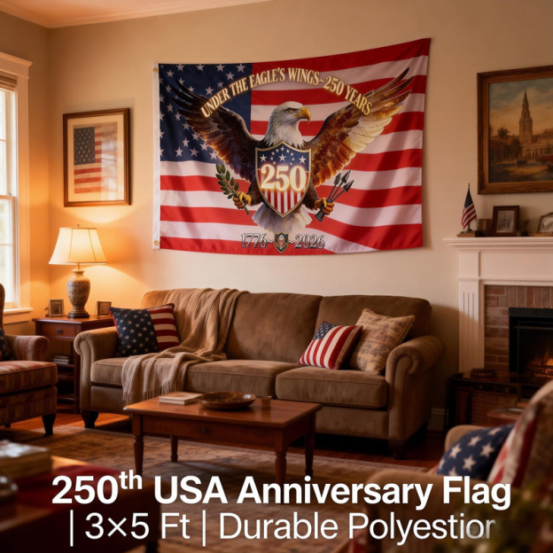 250th Anniversary USA Flag, 1776-2026 Commemorative America Flag 250 Years Decor with Patriotic Eagle