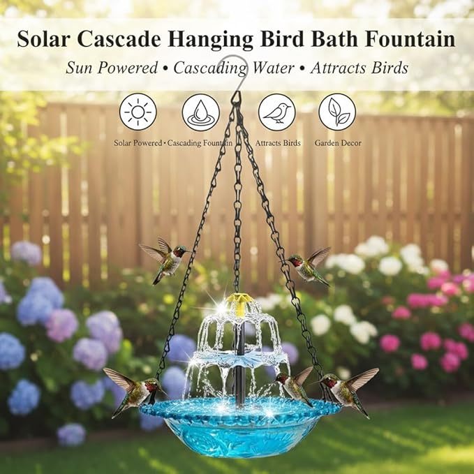🐦⛲Solar Cascade Hanging Bird Bath Fountain