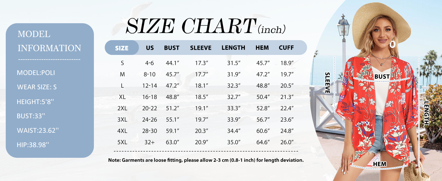 womens tops size chart