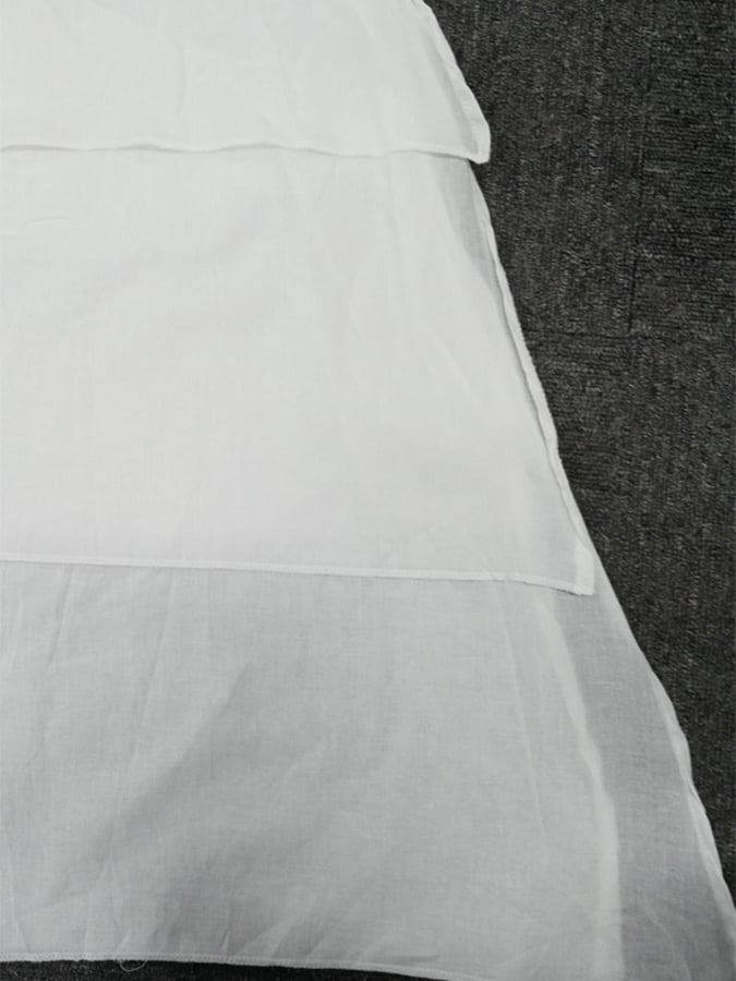 Polyester Cotton Double-Layer Color-Block Slit Short-Sleeved Round Neck Dress