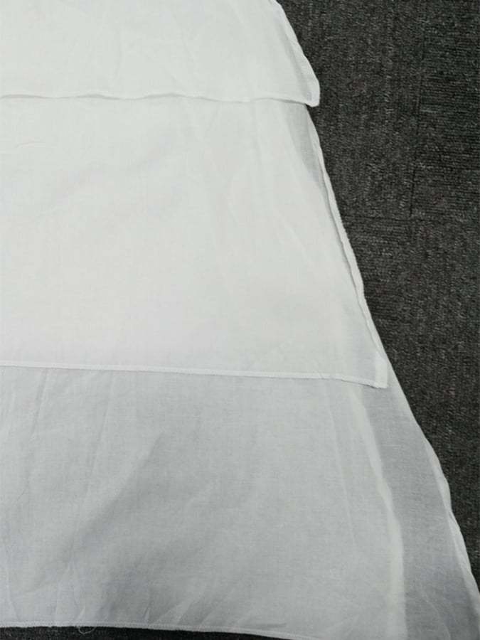 Polyester Cotton Double-Layer Color-Block Slit Short-Sleeved Round Neck Dress