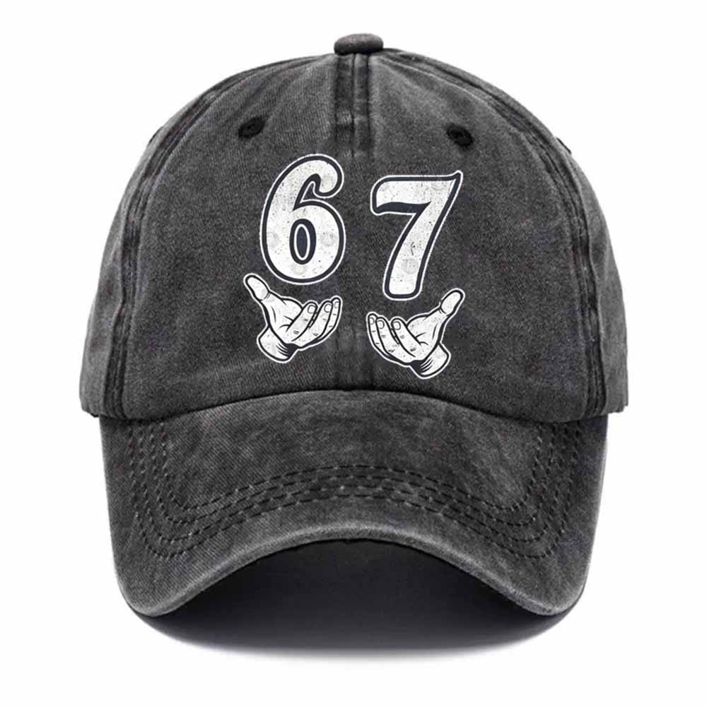 “6–7 Hands Up” Meme Dad Hat – Vintage Washed Trendy Baseball Cap