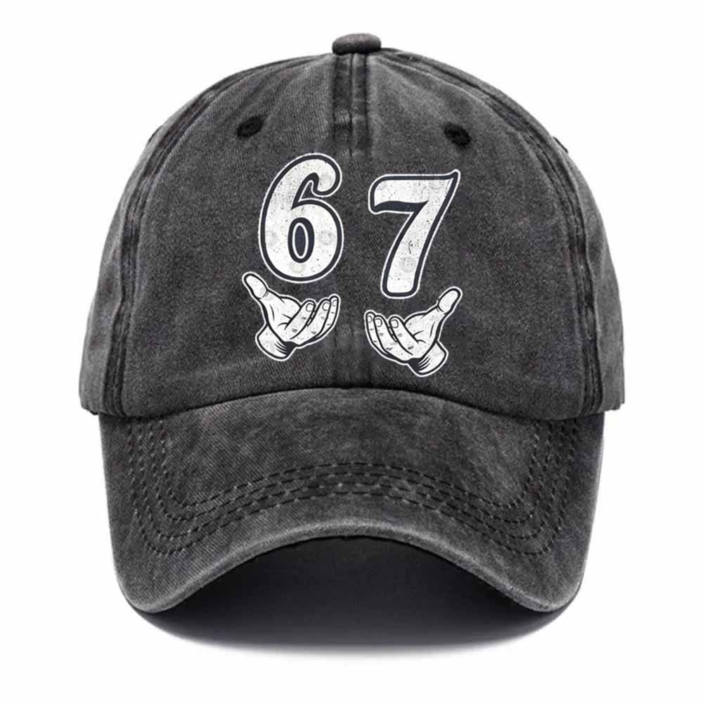 “6–7 Hands Up” Meme Dad Hat – Vintage Washed Trendy Baseball Cap