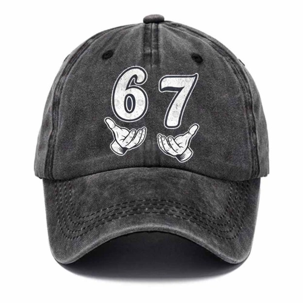 “6–7 Hands Up” Meme Dad Hat – Vintage Washed Trendy Baseball Cap