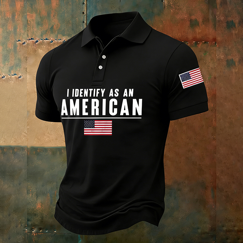 I Identify As An American Polo Shirt 250th Anniversary Apparel Gifts For Patriotic Person