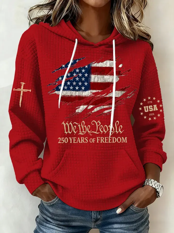 Women's 250th America Anniversary Casual Printed Hoodie Sweatshirt