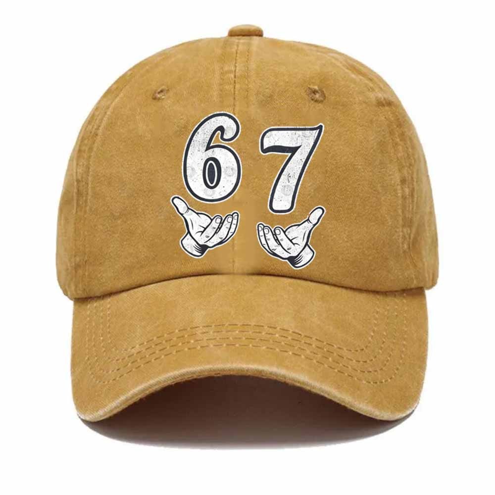 “6–7 Hands Up” Meme Dad Hat – Vintage Washed Trendy Baseball Cap