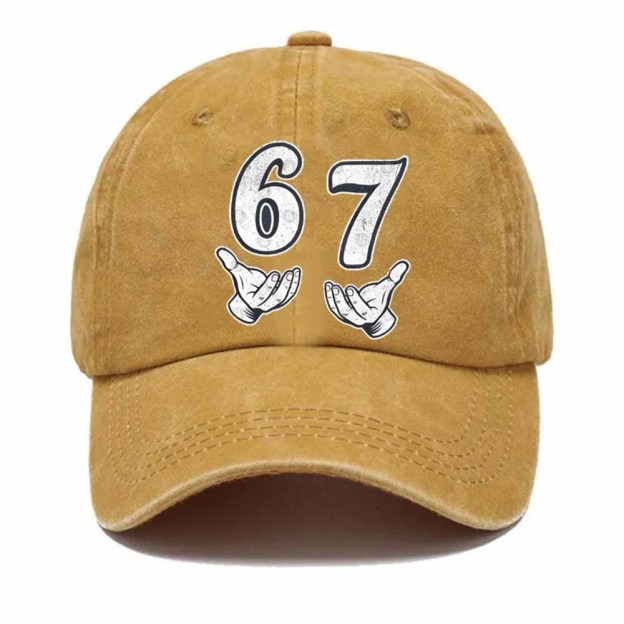 “6–7 Hands Up” Meme Dad Hat – Vintage Washed Trendy Baseball Cap