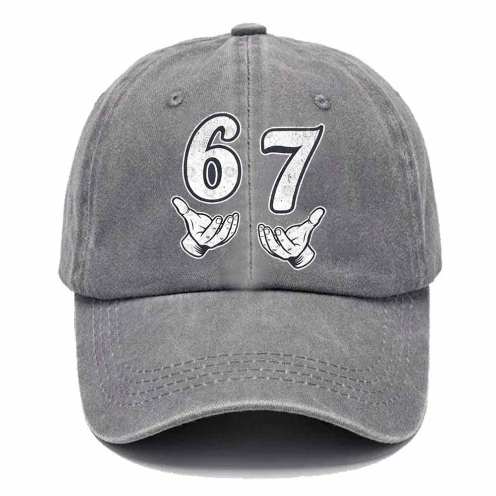 “6–7 Hands Up” Meme Dad Hat – Vintage Washed Trendy Baseball Cap
