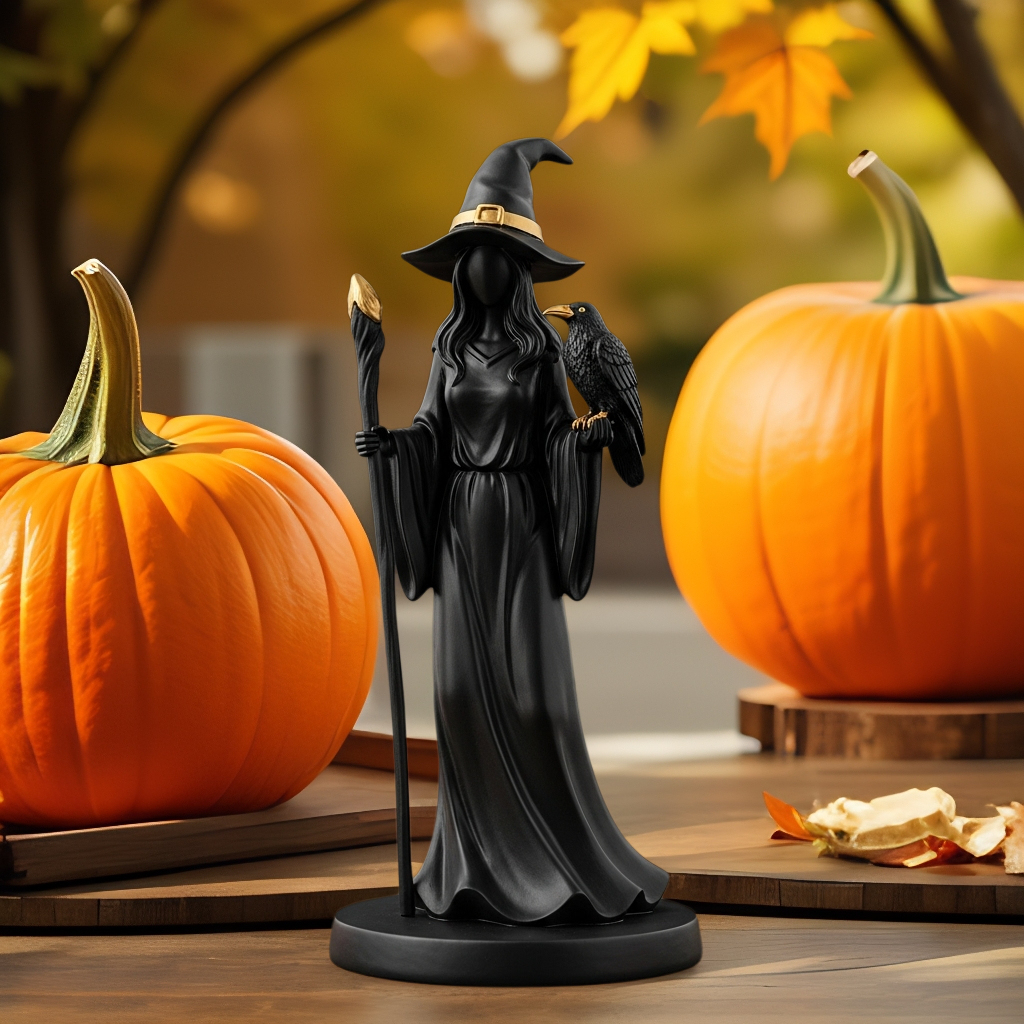 🔥Halloween Pre-sale🎃 Black Gold Staff Witch Sculpture