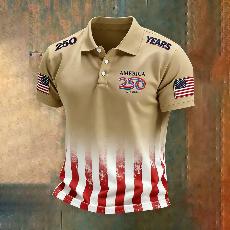 🔥US 250th Anniversary Print Men's Polo Shirt