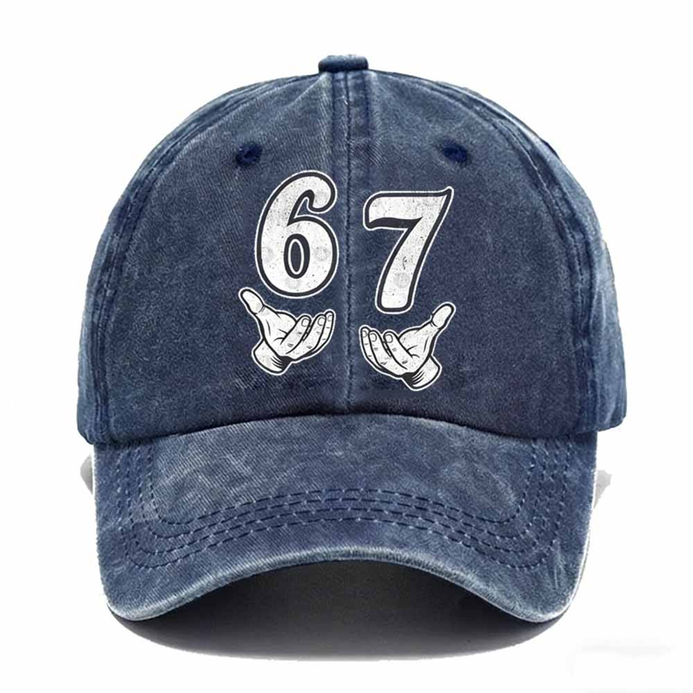 “6–7 Hands Up” Meme Dad Hat – Vintage Washed Trendy Baseball Cap