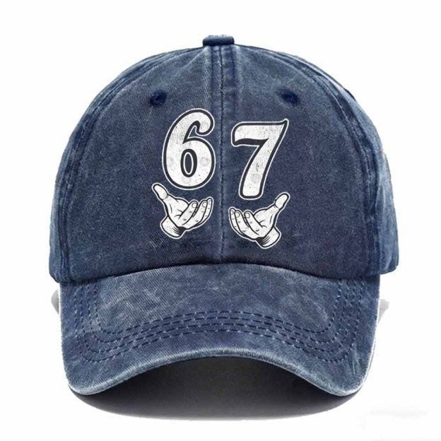 “6–7 Hands Up” Meme Dad Hat – Vintage Washed Trendy Baseball Cap