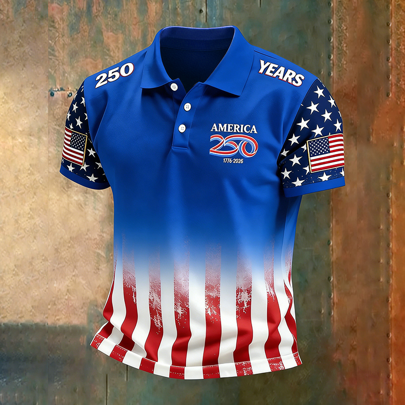 🔥US 250th Anniversary Print Men's Polo Shirt