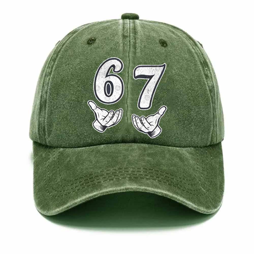 “6–7 Hands Up” Meme Dad Hat – Vintage Washed Trendy Baseball Cap