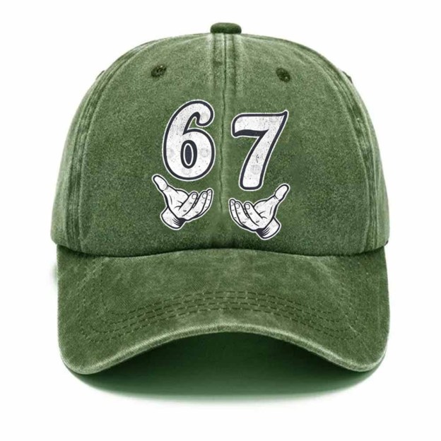 “6–7 Hands Up” Meme Dad Hat – Vintage Washed Trendy Baseball Cap
