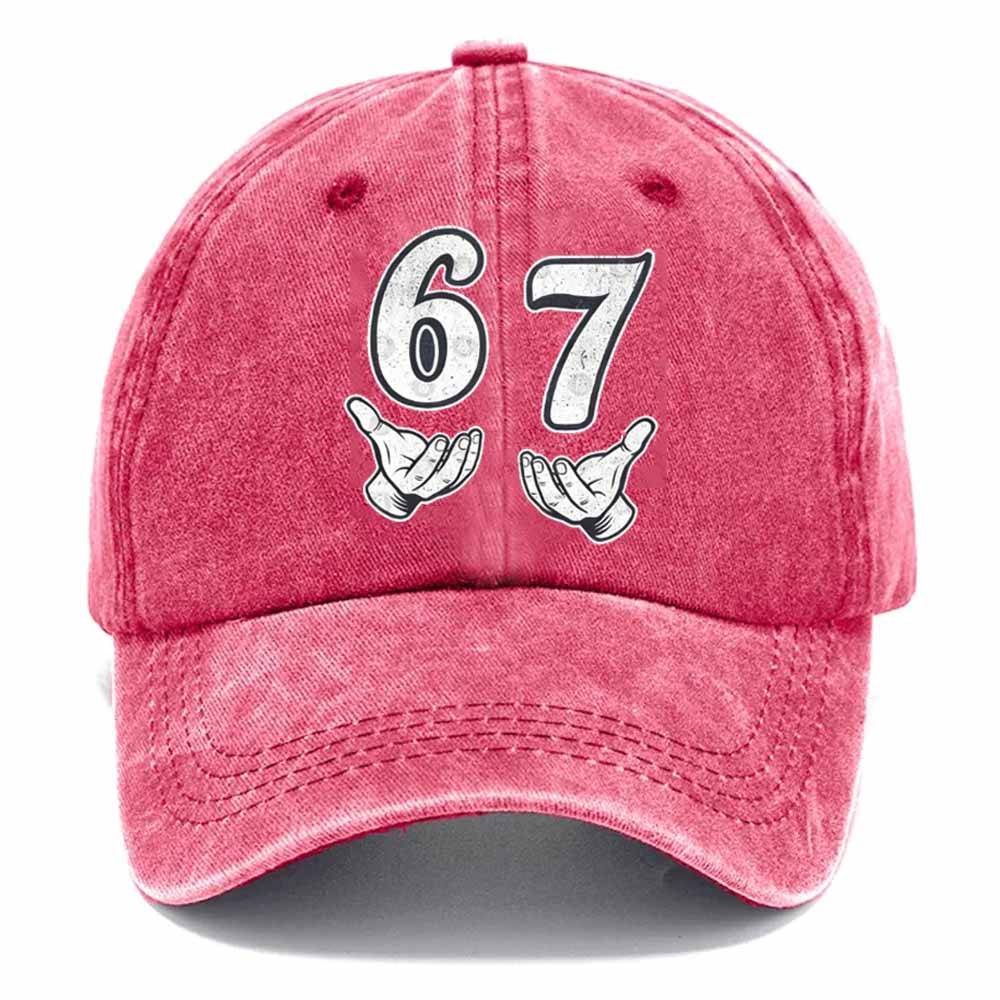 “6–7 Hands Up” Meme Dad Hat – Vintage Washed Trendy Baseball Cap